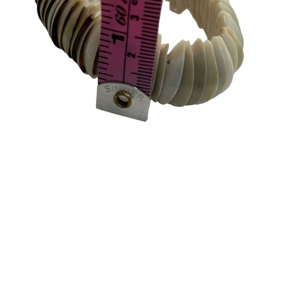 bundled Womens White Beach Adjustable Chunky Stretch Half Shell Bracelet 2.5"X1" - Picture 10 of 11